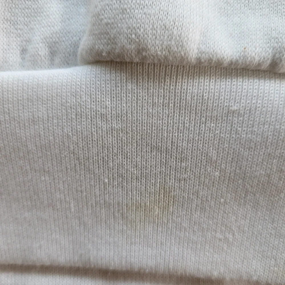 Vintage Triples White Henley Sweatshirt Mens Medium Ribbed Mixed Media Pocket